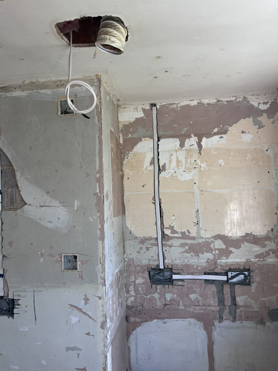 First fix rewire in a kitchen